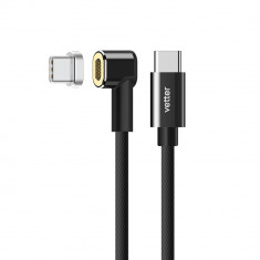 Cablu de date Vetter, Nylon Braided, USB Type C, Conector magnetic, Black