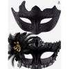 Set 2 Masti de Cuplu, Flippy, pentru Carnaval, Bal Mascat, Marime Universala, Model Floare Laterala si Margele, Model Clasic, Negru texturat