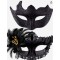 Set 2 Masti de Cuplu, Flippy, pentru Carnaval, Bal Mascat, Marime Universala, Model Floare Laterala si Margele, Model Clasic, Negru texturat