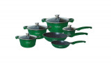 Set de vase Cheffinger 10 bucati cu strat antiaderent Verde Handy KitchenServ