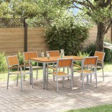 VidaXL Set de masă pentru grădină 7 pcs Gri și maro 150 x 90 x 75 cm