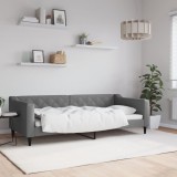 VidaXL Pat de zi, gri &icirc;nchis, 90x200 cm, material textil