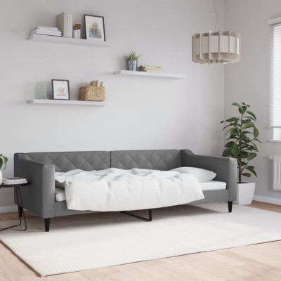 vidaXL Pat de zi, gri &amp;icirc;nchis, 90x200 cm, material textil 354162 foto