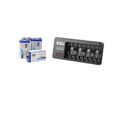 Incarcator cu 4 acumulatori 9V, Li -Ion, 600 mAh