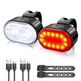 Cumpara ieftin Set Lumini Bicicleta, Far si Stop LED,Negru