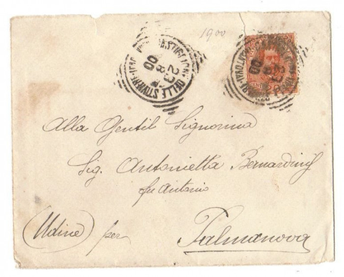Italy 1900 Postal History Rare Cover Palmanova D.143