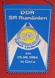 Fanion meci fotbal DDR (Germania Democrata) - ROMANIA (29.08.1984)