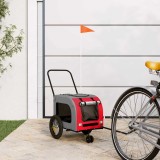 VidaXL Remorcă roșie și gri pentru bicicletă, specială pentru animale de companie, din țesătură Oxford și fier.