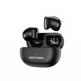 Casti True Wireless Vention, utilizare smartphone, Bluetooth 5.3, microfon pe casca, USB type-C, acumulator charging case 250mAh, Negru