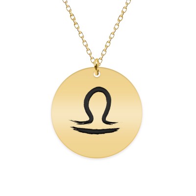 Colier argint 925 placat cu aur galben 24K personalizat cu semn zodiacal Balanta foto