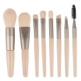Mini set portabil 8 pensule de machiaj cu husa bej, flippy