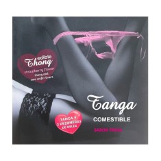 Lenjerie comestibilă DIVERTY SEX Edible Thong, cu ornamente pentru s&acirc;ni și zona intimă, gust de căpșuni (model 4869)