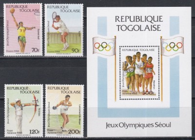 Togo 1988 - Jocurile Olimpice - Seul, Serie + PA + Colita, MNH foto