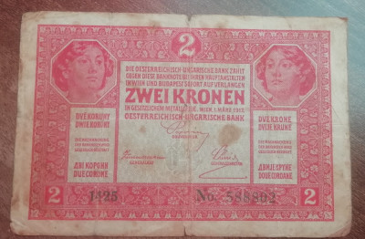 M1 - Bancnota foarte veche - Austroungaria - 2 koroane 1917 foto