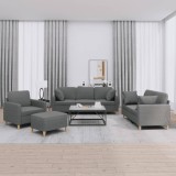 vidaXL Set de canapele cu perne, 4 piese, gri &icirc;nchis, material textil