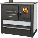 Soba cu plita si cuptor Panonia Pro, alba, evacuare stanga