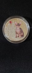 Fiji 2013 &amp;ndash; 2 dolari - sphynx canadian, animal de companie 1 OZ - Monedă de argint foto
