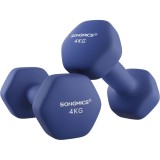 Set gantere fitness SONGMICS 2x4 kg, hexagonale, antiderapante, albastre