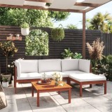 Gossi set mobilier gradina 5 piese cu perne crem lemn masiv de acacia