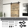 vidaXL Set Feronerie Uși Glisante SKIEN, Negru, 200cm, Oțel, Max 100kg - Sistem Culisant Hambar Bucătărie Birou