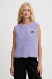 American Vintage vestă din amestec de l&acirc;nă culoarea violet, light, EAST19MC