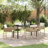 Cumpara ieftin Set de masă pentru grădină cu pernă 5 pcs Bej Rattan poli