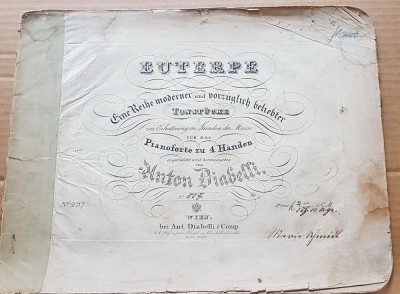 G436-I-EUTERPE-Partituri vechi Pian la 4 maini-Anton Diabelli Viena anii 1860-1880.Text in limba germana. foto
