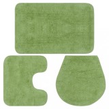 VidaXL Set covorașe baie, 3 piese, verde, textil