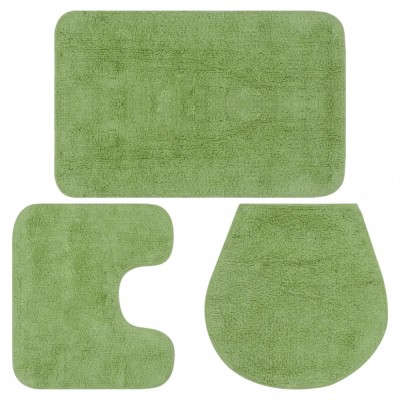 Set covorașe baie, 3 piese, verde, textil foto