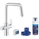 Baterie de bucatarie Grohe Blue Pure Start 30596000, 3/8&amp;#039;&amp;#039;, pipa inalta, Tip U, filtrare apa, 1500 l, contor, Crom