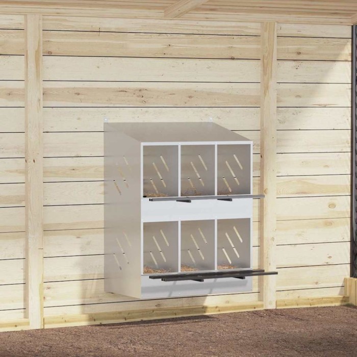 Cubit pentru pui cu 6 compartimente, metal argintiu galvanizat