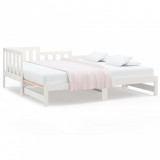Cumpara ieftin Pat de zi extensibil, alb, 2x(90x200) cm, lemn masiv de pin