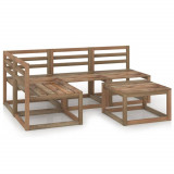 VidaXL Set mobilier de grădină, 5 piese, maro, lemn de pin tratat