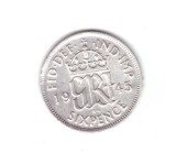 Moneda Marea Britanie 6 pence 1945, stare foarte buna, curata