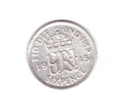 Moneda Marea Britanie 6 pence 1945, stare foarte buna, curata