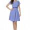 Rochie dama casual bleu cu aplicatie piele ecologica in talie RO238