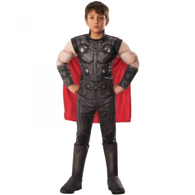 Costum Deluxe Thor cu muschi pentru baiat - Avengers 140-150 cm 8-10 ani foto