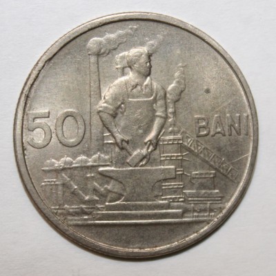 50 BANI 1955 . BLANC DEFECT . DETALII EXCELENTE . foto