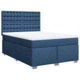 Cumpara ieftin Pat box spring cu saltea, albastru, 140x200 cm, textil