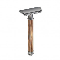 Aparat de ras Classic Safety Razor Techstar? SR12, Aliaj de Zinc, Cu Lame De Rezerva, Reutilizabil, Ecologic, Negru foto