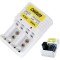 Incarcator baterii AA / AAA / 6LR61, 4 baterii, 100V-240V, alb
