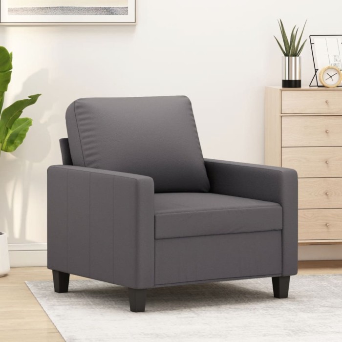 vidaXL Canapea de o persoană, gri, 60 cm, piele ecologică 359129