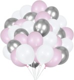 Set de 50 baloane Jiaer Sentai, latex, alb/gri/roz, 30 cm