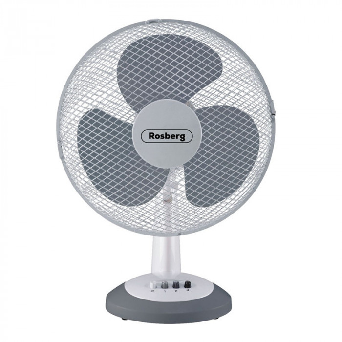 Ventilator de birou Rosberg, 30 W, diametru 30 cm, 3 trepte viteza, inaltime ajustabila