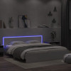 VidaXL Cadru de pat cu tăblie și LED, alb, 180x200 cm
