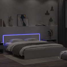 vidaXL Cadru de pat cu tăblie și LED, alb, 180x200 cm