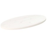Cumpara ieftin Blat de masă, alb, 80x40x2,5 cm, lemn masiv de pin, oval