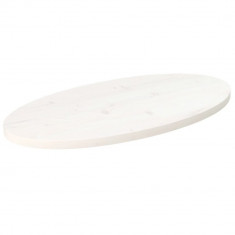 vidaXL Blat de masă, alb, 80x40x2,5 cm, lemn masiv de pin, oval