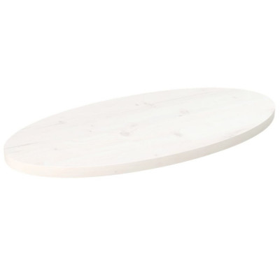 vidaXL Blat de masă, alb, 80x40x2,5 cm, lemn masiv de pin, oval foto