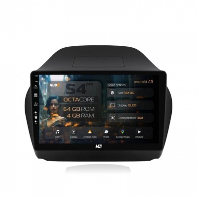 Navigatie Hyundai IX35 (2009-2015) 4GB RAM Android 13 Octacore Slot Sim 4G DSP GPS Wi-FI Carplay Android Auto USB Bluetooth Waze Touchscreen 10.1 Inch foto
